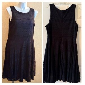 Ashley Stewart Black Lace Midi Dress